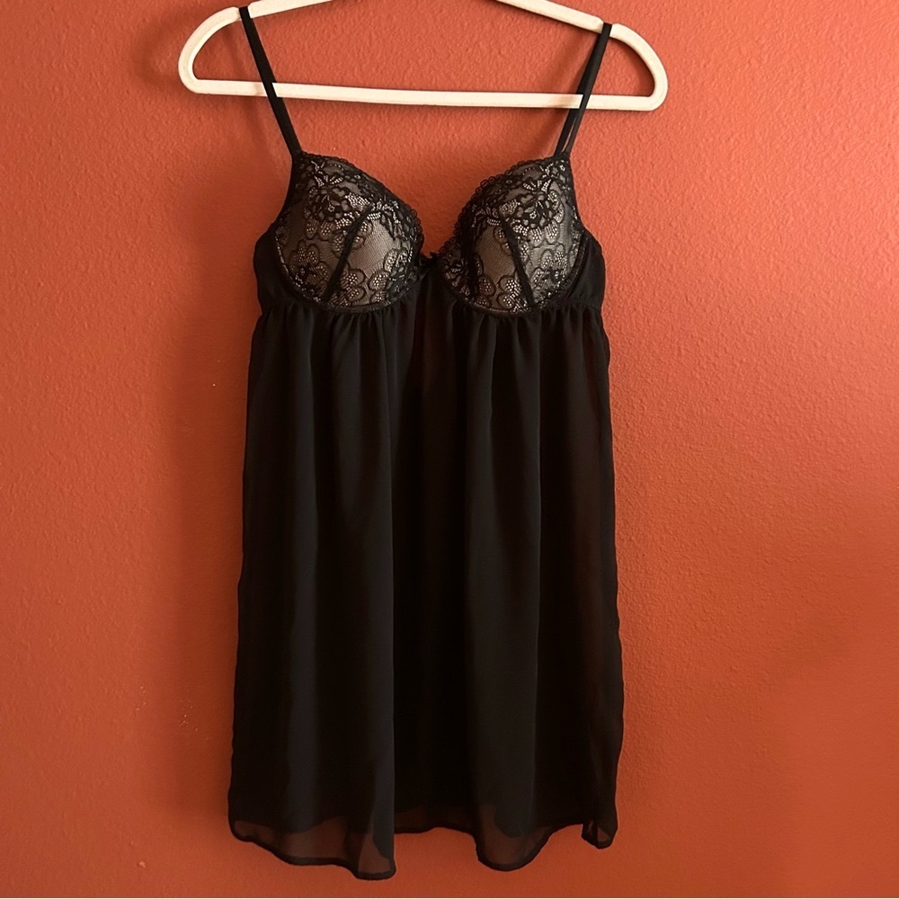 H&M Black Sheer Sexy Teddy Babydoll Lingerie US Size 10